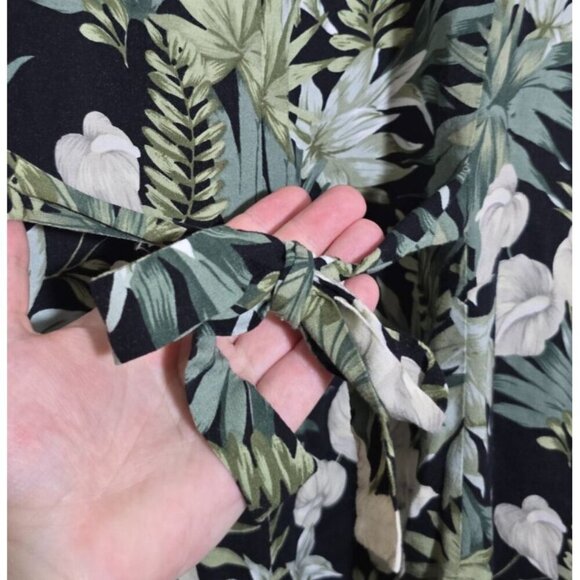 Vtg TEDDI Woman Maxi Dress Sz 22W Floral Boho Beach Tropical Pintucked Tie Waist - Picture 8 of 12